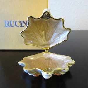 New Rucinni Jeweled Trinket Box Sea Clam Shell With Swarovski Crystals